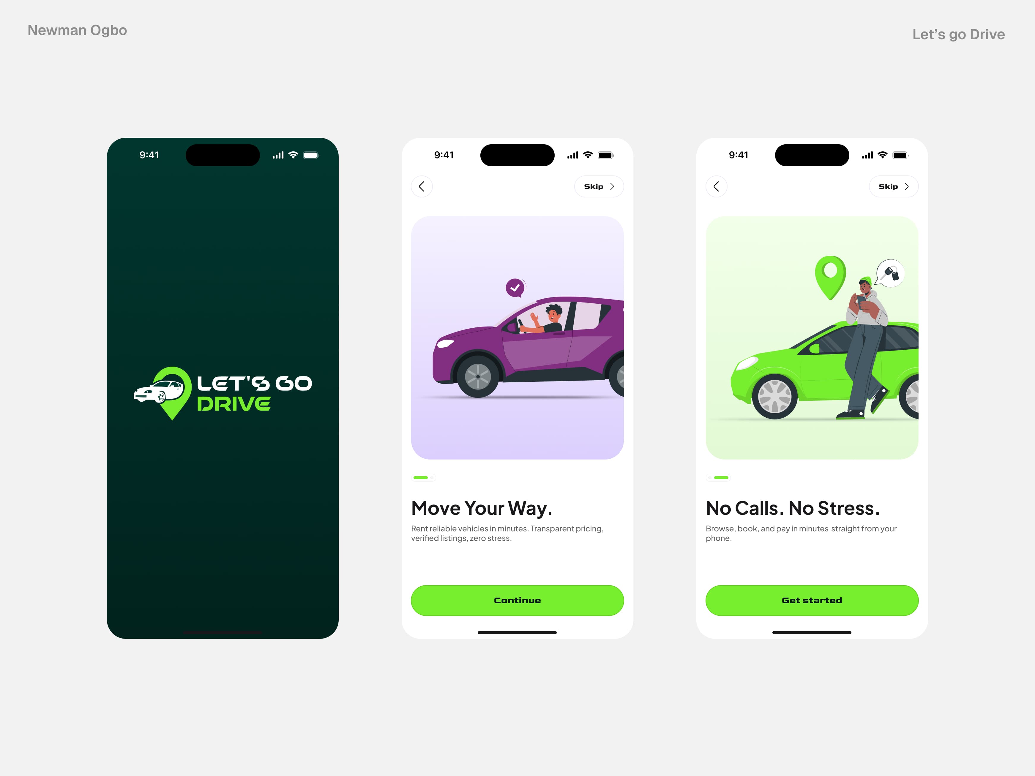 Let’s Go Drive splash and introductory screens