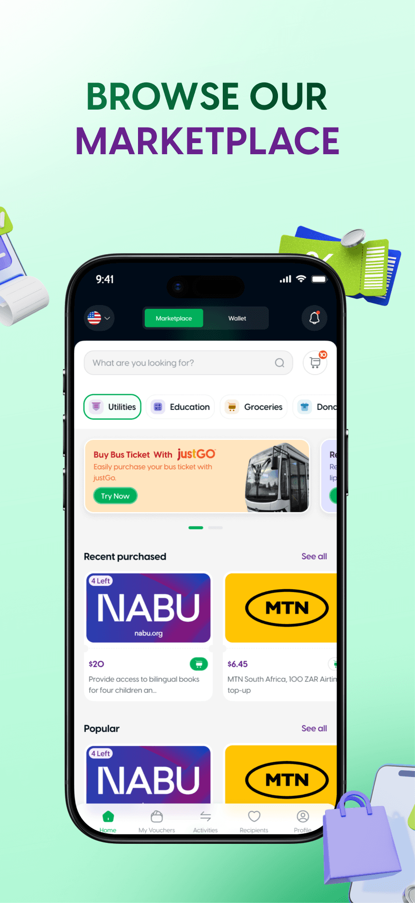 Lipaworld mobile marketplace app screen