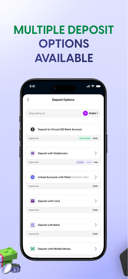 Lipaworld mobile deposit options app screen