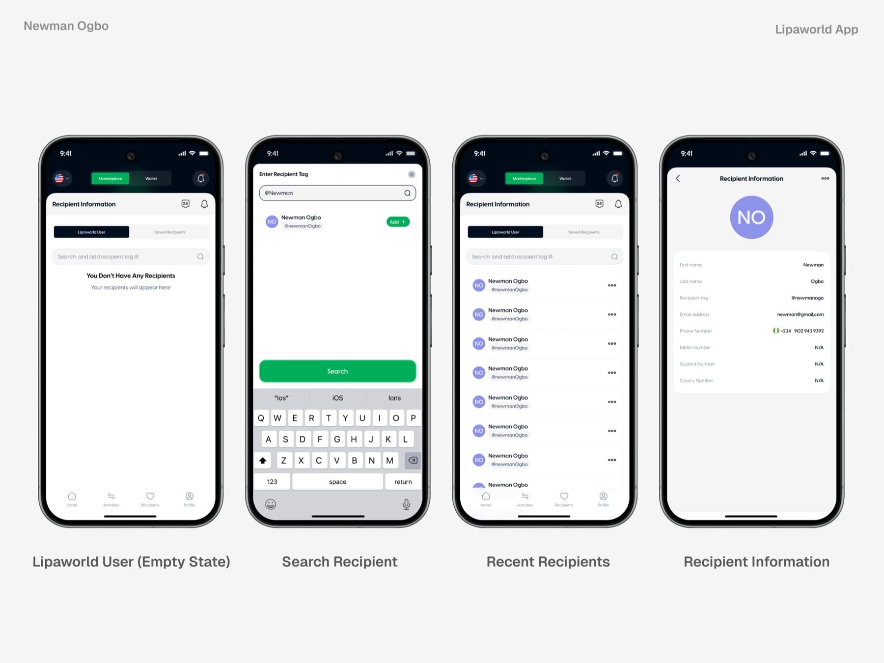 Lipaworld users in marketplace recipients