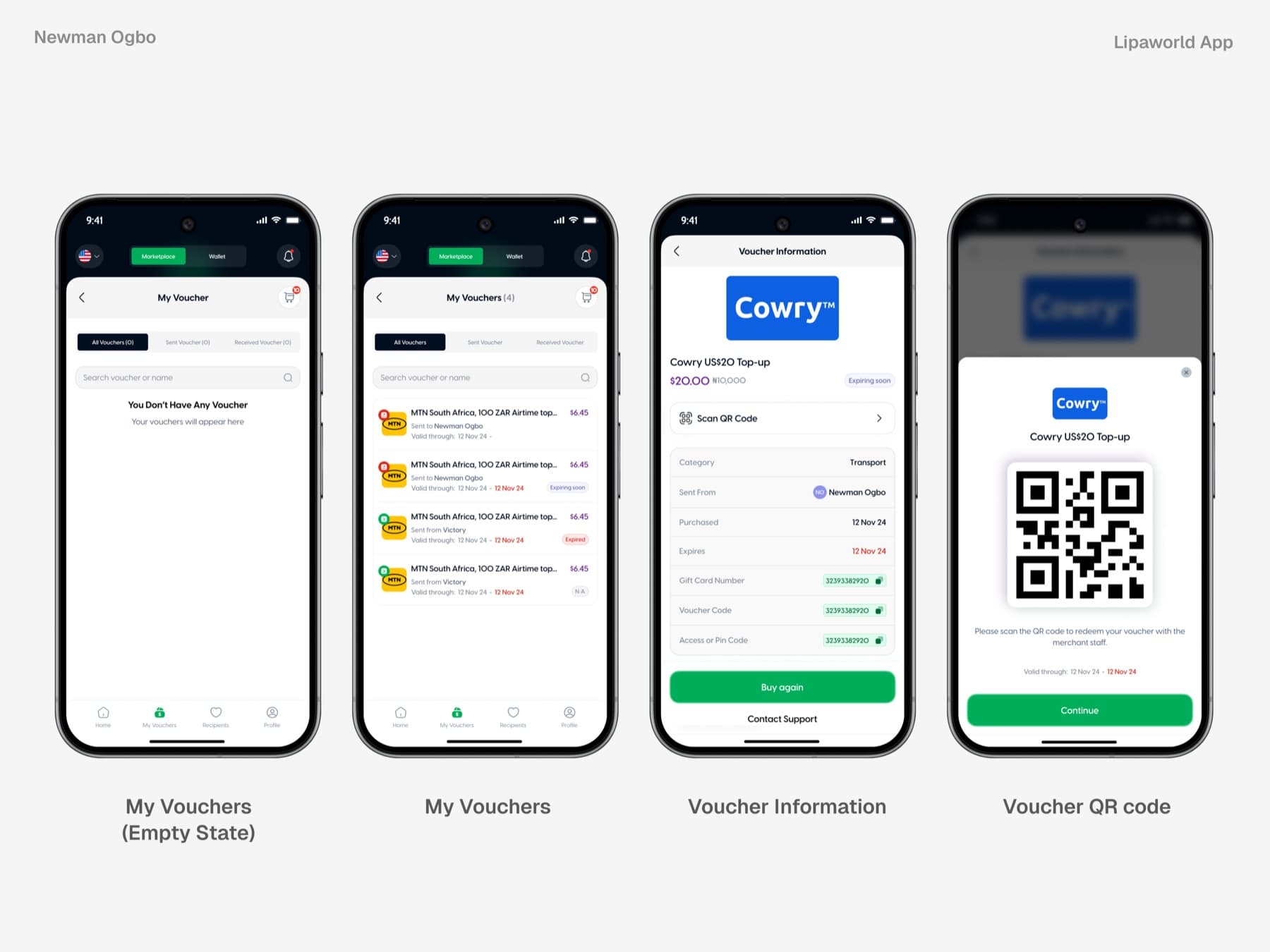 Owned vouchers in the Lipaworld mobile marketplace
