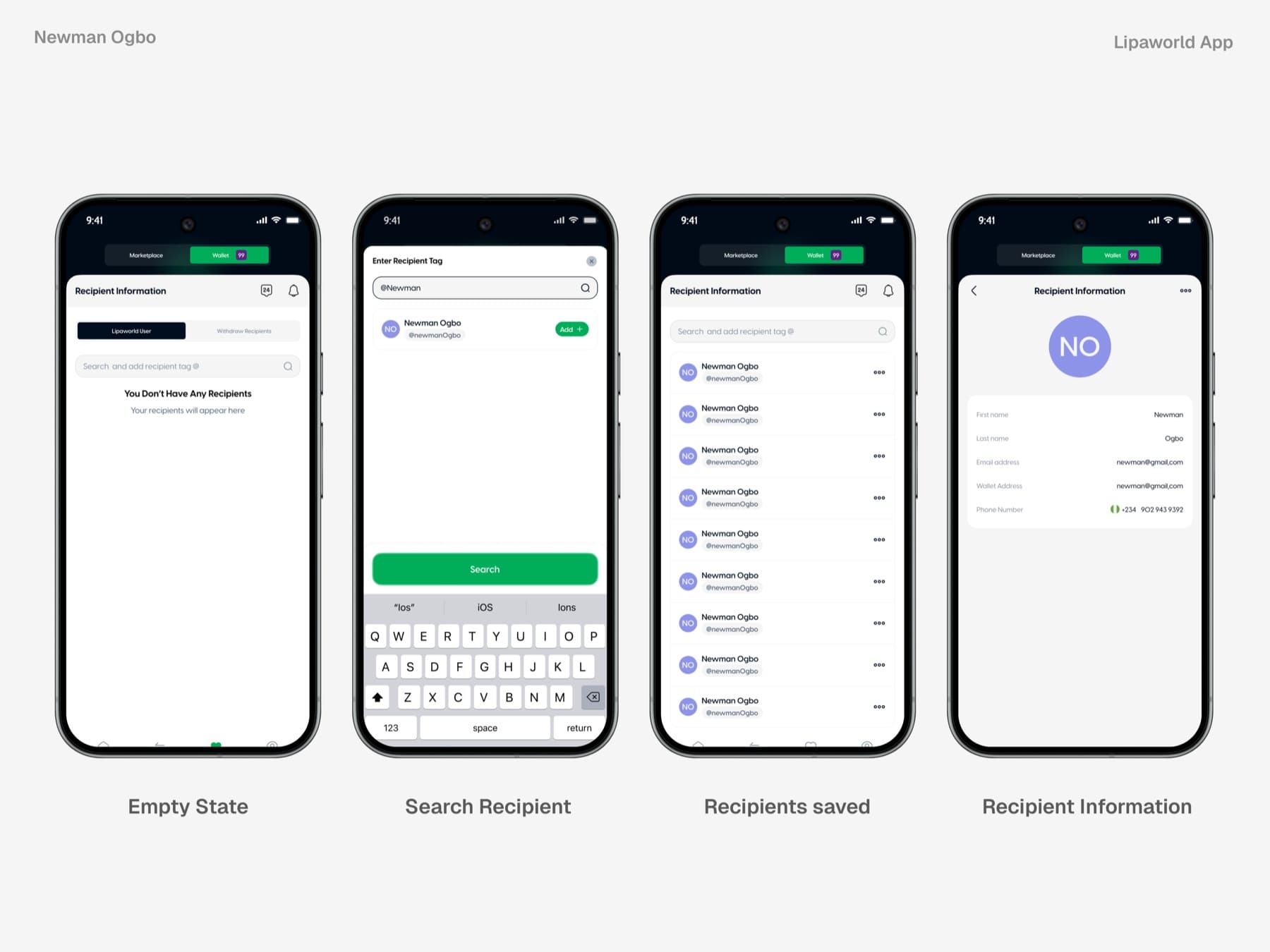 Lipaworld users in wallet recipients